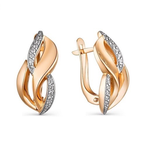 Серьги золотые с прелестными вставками. Вес 2,86 г. MG575