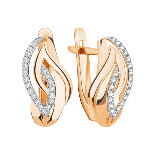 Серьги золотые с прелестными вставками. Вес 2,86 г. MG576