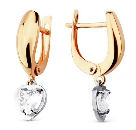 Серьги золотые с прелестными вставками. Вес 2,86 г. MG577