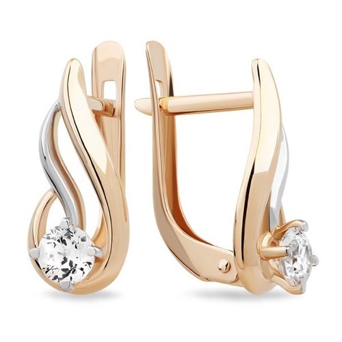 Серьги золотые с прелестными вставками. Вес 2,86 г. MG578