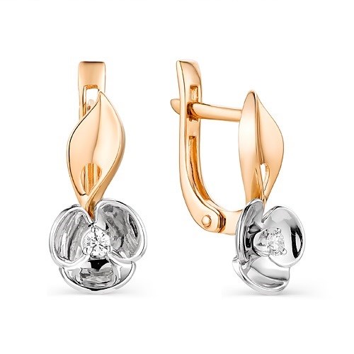 Серьги золотые с прелестными вставками. Вес 2,86 г. MG579