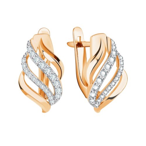 Серьги золотые с прелестными вставками. Вес 2,86 г. MG580