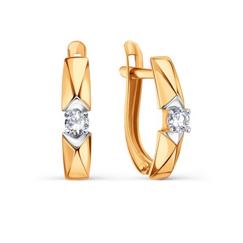 Серьги золотые с прелестными вставками. Вес 2,86 г. MG581