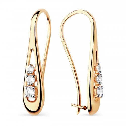 Серьги золотые с прелестными вставками. Вес 2,86 г. MG582