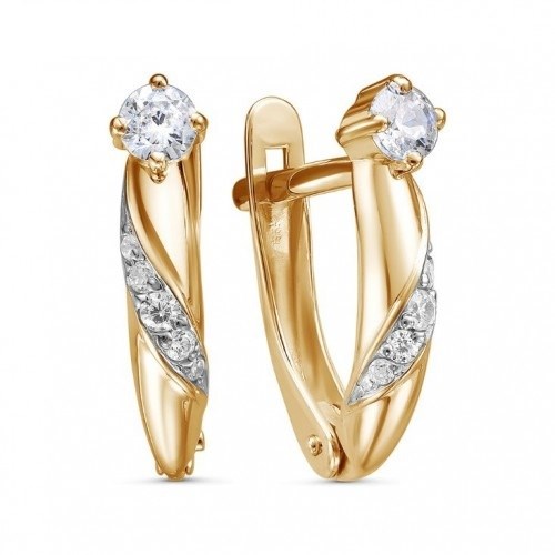 Серьги золотые с прелестными вставками. Вес 2,86 г. MG583