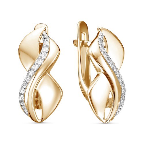 Серьги золотые с прелестными вставками. Вес 2,86 г. MG585
