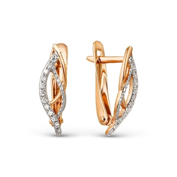 Серьги золотые с прелестными вставками. Вес 2,86 г. MG586