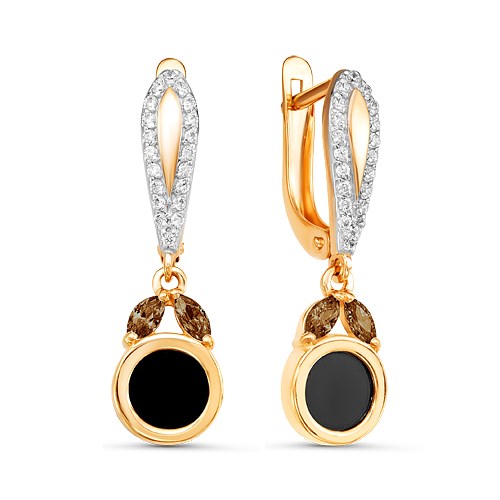 Серьги золотые с прелестными вставками. Вес 2,86 г. MG588