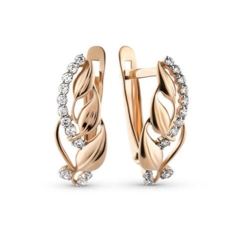 Серьги золотые с прелестными вставками. Вес 2,86 г. MG589