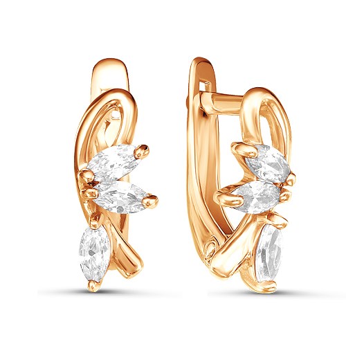Серьги золотые с прелестными вставками. Вес 2,86 г. MG592