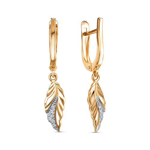 Серьги золотые с прелестными вставками. Вес 2,86 г. MG597