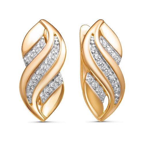 Серьги золотые с прелестными вставками. Вес 2,86 г. MG598