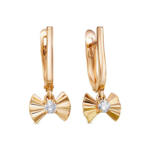 Серьги золотые с прелестными вставками. Вес 2,86 г. MG601