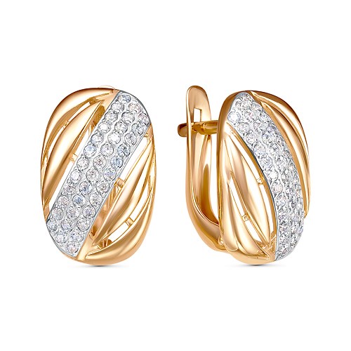 Серьги золотые с прелестными вставками. Вес 2,86 г. MG603