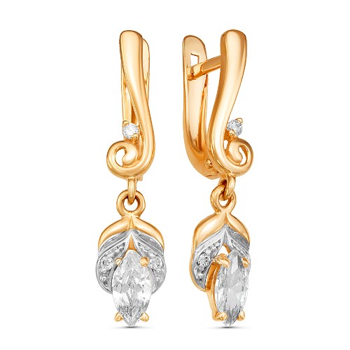 Серьги золотые с прелестными вставками. Вес 2,86 г. MG608