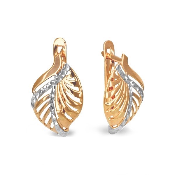 Серьги золотые с прелестными вставками. Вес 2,86 г. MG611