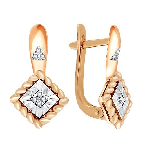 Серьги золотые с прелестными вставками. Вес 2,86 г. MG612