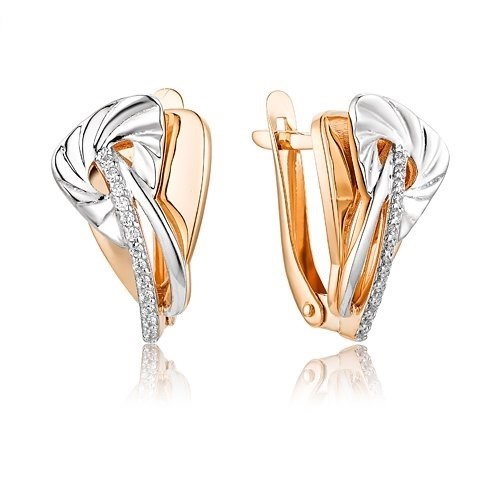 Серьги золотые с прелестными вставками. Вес 2,86 г. MG614