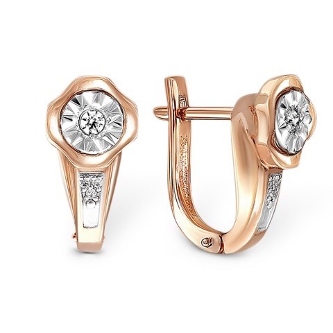 Серьги золотые с прелестными вставками. Вес 2,86 г. MG615