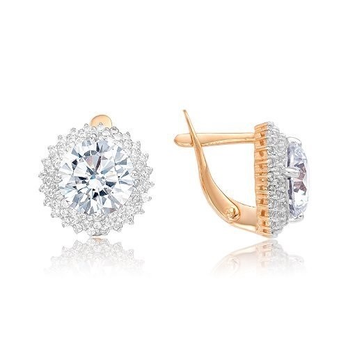 Серьги золотые с прелестными вставками. Вес 2,86 г. MG617