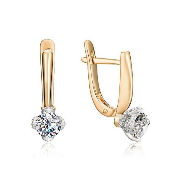 Серьги золотые с прелестными вставками. Вес 2,86 г. MG620