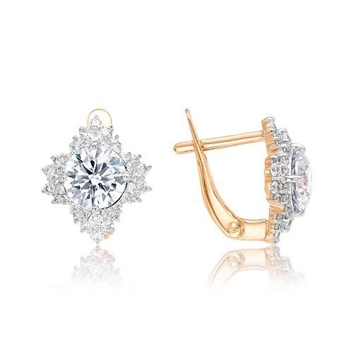 Серьги золотые с прелестными вставками. Вес 2,86 г. MG622