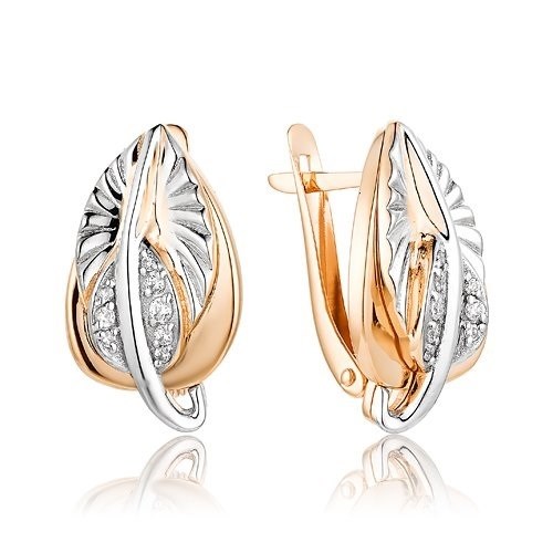 Серьги золотые с прелестными вставками. Вес 2,86 г. MG624