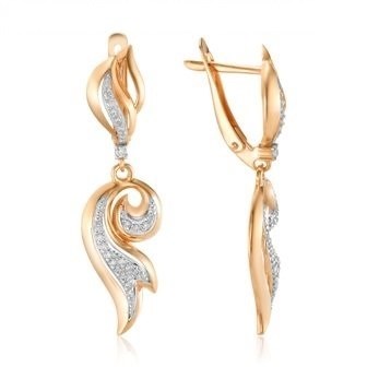 Серьги золотые с прелестными вставками. Вес 2,86 г. MG626