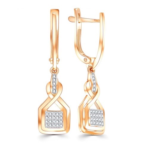 Серьги золотые с прелестными вставками. Вес 2,86 г. MG627