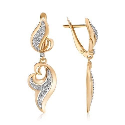Серьги золотые с прелестными вставками. Вес 2,86 г. MG630