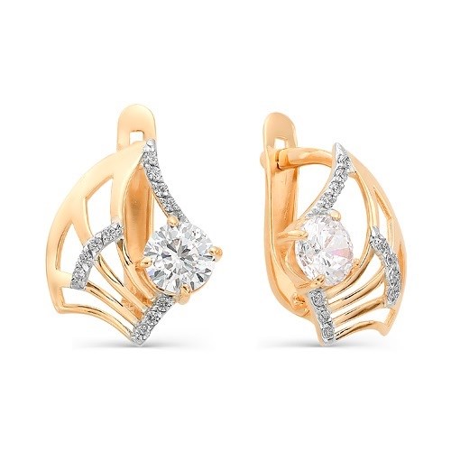Серьги золотые с прелестными вставками. Вес 2,86 г. MG632