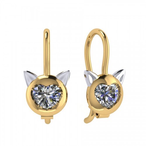 Серьги золотые с прелестными детскими вставками. Вес 2,86 г. MG634