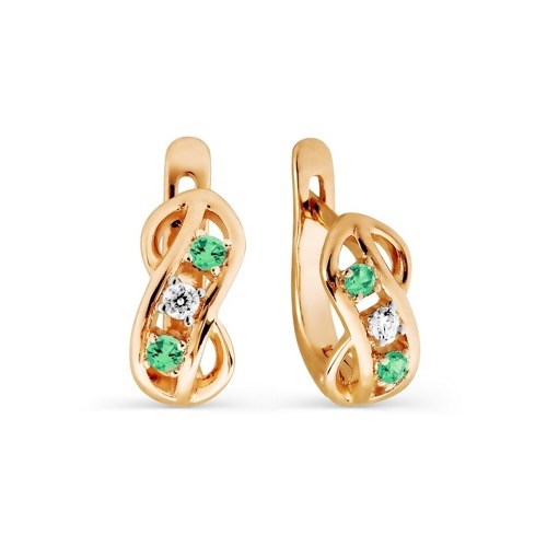 Серьги золотые с прелестными детскими вставками. Вес 2,86 г. MG642