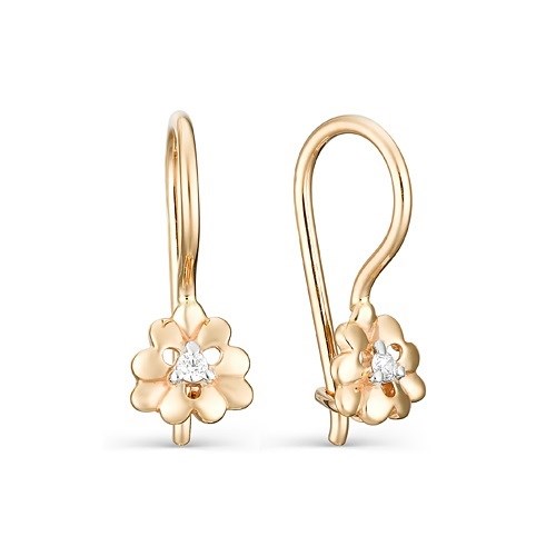 Серьги золотые с прелестными детскими вставками. Вес 2,86 г. MG644