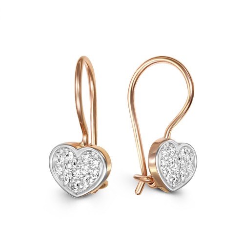 Серьги золотые с прелестными детскими вставками. Вес 2,86 г. MG703