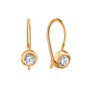 Серьги золотые с прелестными детскими вставками. Вес 2,86 г. MG730