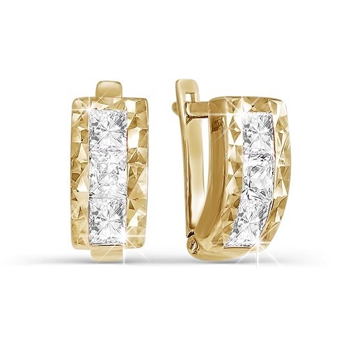 Серьги золотые с прелестными детскими вставками. Вес 2,86 г. MG793