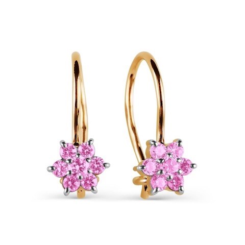 Серьги золотые с прелестными детскими вставками. Вес 2,86 г. MG799