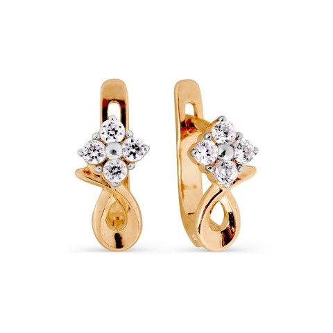Серьги золотые с прелестными детскими вставками. Вес 2,86 г. MG807