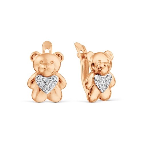 Серьги золотые с прелестными детскими вставками. Вес 2,86 г. MG814