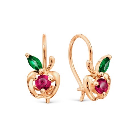 Серьги золотые с прелестными детскими вставками. Вес 2,86 г. MG815