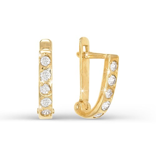 Серьги золотые с прелестными детскими вставками. Вес 2,86 г. MG816