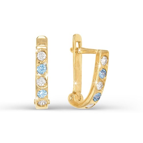 Серьги золотые с прелестными детскими вставками. Вес 2,86 г. MG818