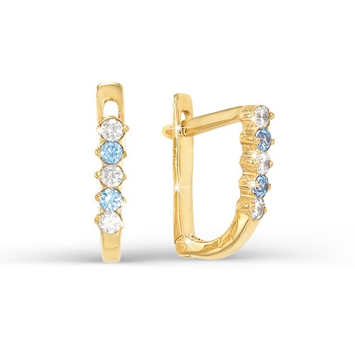 Серьги золотые с прелестными детскими вставками. Вес 2,86 г. MG819