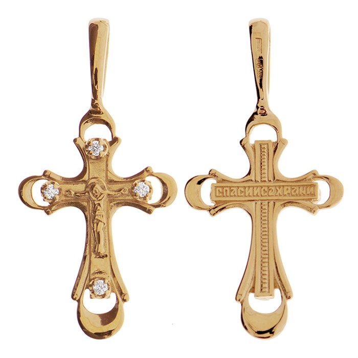 Крест золотой Au 585, коллекция Иваново, вставка Фианит, 1,91 гр. КРС0224389