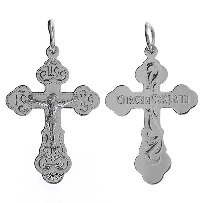 Крест серебряный Ag 925, коллекция Москва златоглавая-2, с молитвой Спаси и сохрани, 2,05 гр. КРС0224395