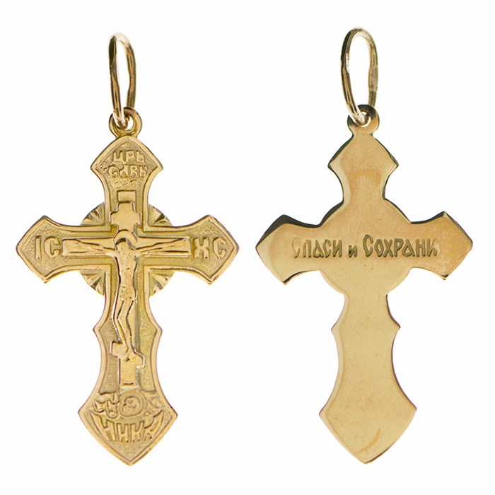 Крест золотой Au 585, коллекция Золотая филигрань, с молитвой Спаси и сохрани, 1,92 гр. КРС0224455