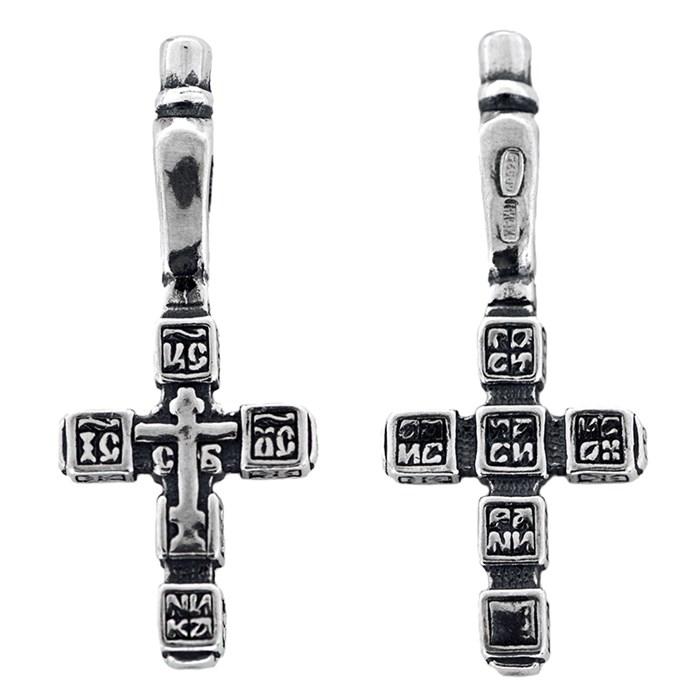 Крест серебряный Ag 925, коллекция Спаси и сохрани, с молитвой Спаси и сохрани, Чернение (оксидирование), 1,81 гр. КРС0224509
