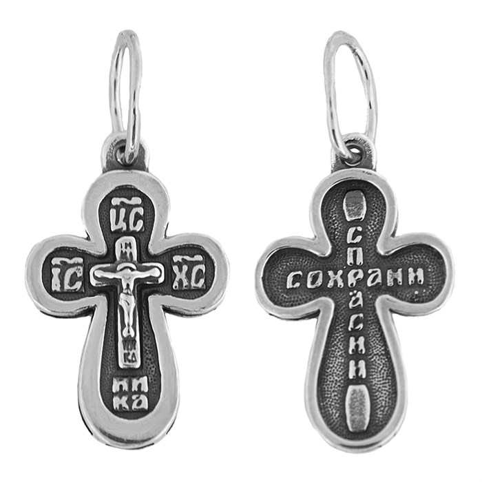 Крест серебряный Ag 925, коллекция Спаси и сохрани, с молитвой Спаси и сохрани, Чернение (оксидирование), 1,64 гр. КРС0224519