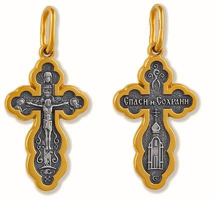 Крест позолоченный Ag 925/Au 585, коллекция Липецк, Позолота желтая 999*, 2,63 гр. КРС0224569
